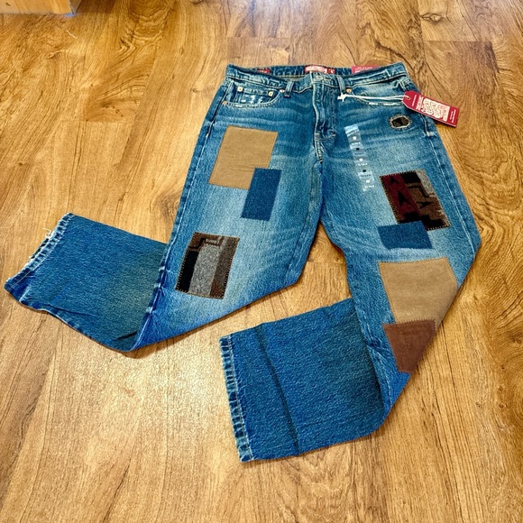 NWT. Lucky Brand Boy Midrise Relaxed Straight Patchwork Jeans. 2/26 R. - Picture 7 of 14